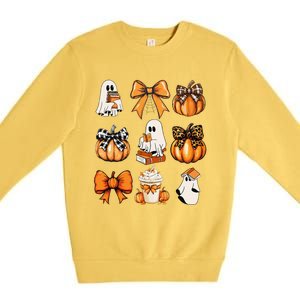 Coquette Bow Boo Witch Halloween Spooky Season Premium Crewneck Sweatshirt