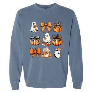 Coquette Bow Boo Witch Halloween Spooky Season Garment-Dyed Sweatshirt