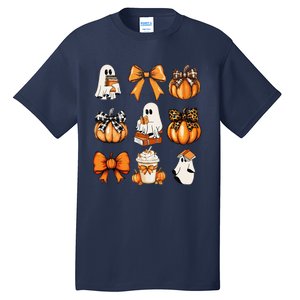 Coquette Bow Boo Witch Halloween Spooky Season Tall T-Shirt