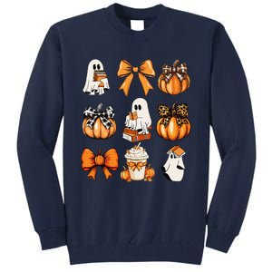 Coquette Bow Boo Witch Halloween Spooky Season Tall Sweatshirt