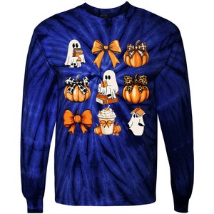 Coquette Bow Boo Witch Halloween Spooky Season Tie-Dye Long Sleeve Shirt