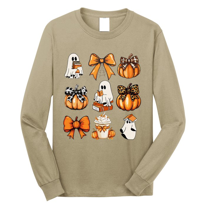 Coquette Bow Boo Witch Halloween Spooky Season Long Sleeve Shirt