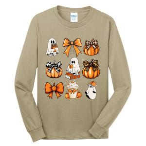 Coquette Bow Boo Witch Halloween Spooky Season Tall Long Sleeve T-Shirt