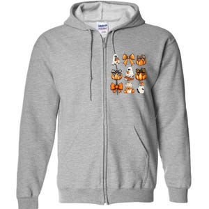 Coquette Bow Boo Witch Halloween Spooky Season Full Zip Hoodie