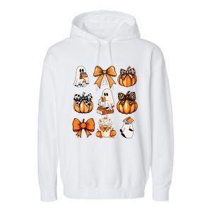 Coquette Bow Boo Witch Halloween Spooky Season Garment-Dyed Fleece Hoodie