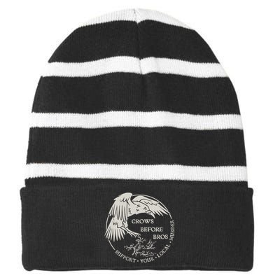 Crows Before Bros Support Your Local Murrder Striped Beanie with Solid Band