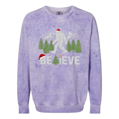 Christmas Believe Bigfoot Colorblast Crewneck Sweatshirt