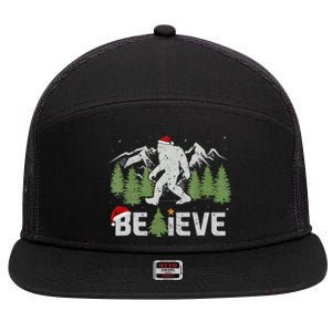 Christmas Believe Bigfoot 7 Panel Mesh Trucker Snapback Hat