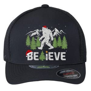 Christmas Believe Bigfoot Flexfit Unipanel Trucker Cap