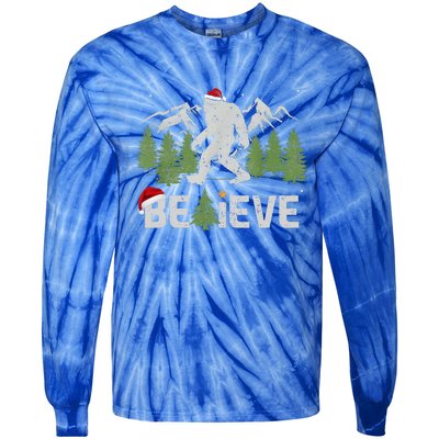 Christmas Believe Bigfoot Tie-Dye Long Sleeve Shirt