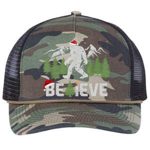 Christmas Believe Bigfoot Retro Rope Trucker Hat Cap