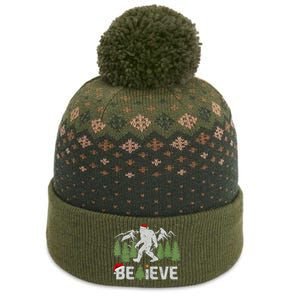 Christmas Believe Bigfoot The Baniff Cuffed Pom Beanie