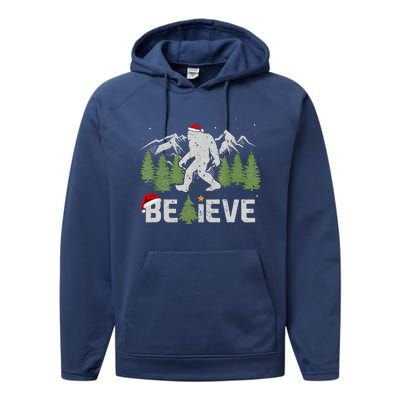 Christmas Believe Bigfoot Performance Fleece Hoodie