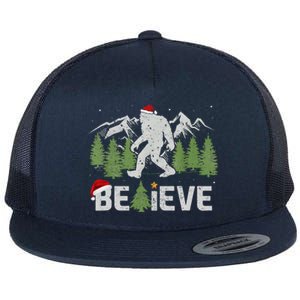 Christmas Believe Bigfoot Flat Bill Trucker Hat