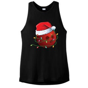 Christmas Bowling Ball Santa Hat Wrapped In Holiday Lights Gift Ladies PosiCharge Tri-Blend Wicking Tank