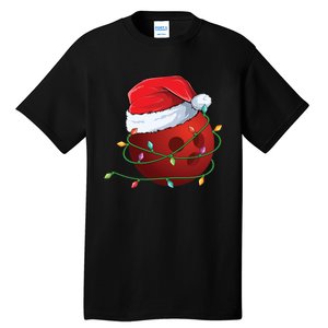 Christmas Bowling Ball Santa Hat Wrapped In Holiday Lights Gift Tall T-Shirt