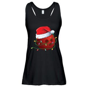 Christmas Bowling Ball Santa Hat Wrapped In Holiday Lights Gift Ladies Essential Flowy Tank