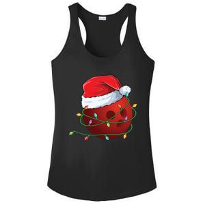 Christmas Bowling Ball Santa Hat Wrapped In Holiday Lights Gift Ladies PosiCharge Competitor Racerback Tank