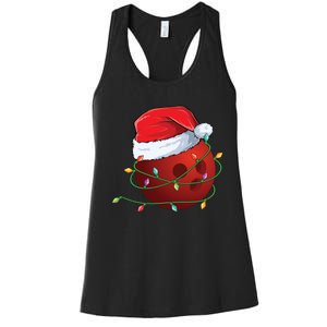 Christmas Bowling Ball Santa Hat Wrapped In Holiday Lights Gift Women's Racerback Tank