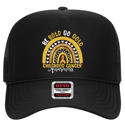Childhood Be Bold Go Gold Childhood Cancer Awareness Rainbow Trucker Hat