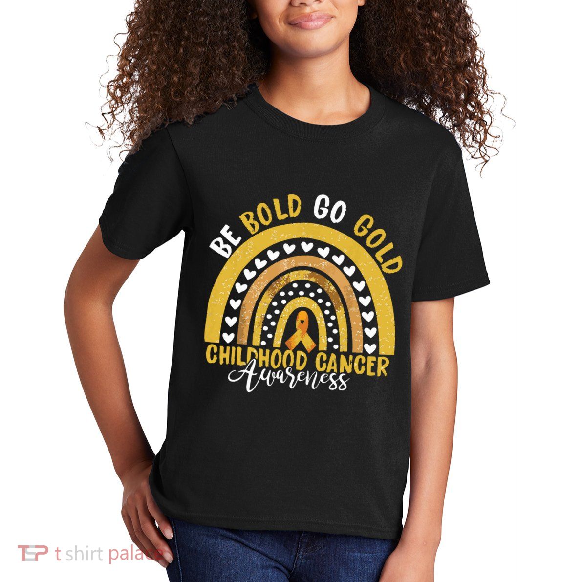 Childhood Be Bold Go Gold Childhood Cancer Awareness Rainbow Kids T-Shirt