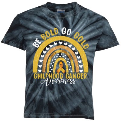 Childhood Be Bold Go Gold Childhood Cancer Awareness Rainbow Kids Tie-Dye T-Shirt