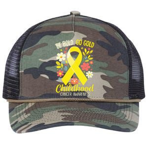 Childhood Be Bold Go Gold Childhood Cancer Awareness Retro Rope Trucker Hat Cap