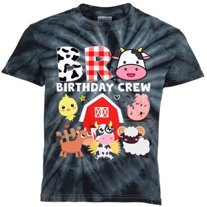 Cow Bro Birthday Crew Farm Theme Animals Kids Birthday Party Kids Tie-Dye T-Shirt