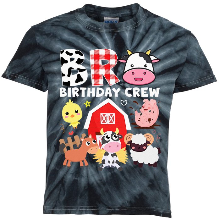 Cow Bro Birthday Crew Farm Theme Animals Kids Birthday Party Kids Tie-Dye T-Shirt