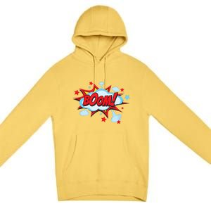 Comic Book BOOM , Funny Retro Costume, Superhero Premium Pullover Hoodie