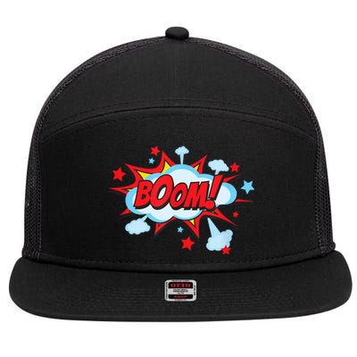 Comic Book BOOM , Funny Retro Costume, Superhero 7 Panel Mesh Trucker Snapback Hat