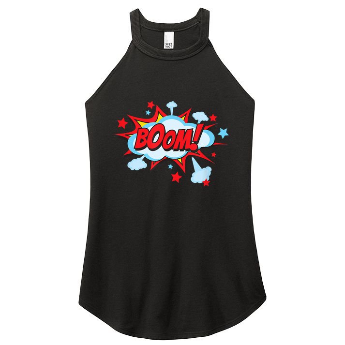 Comic Book BOOM , Funny Retro Costume, Superhero Women's Perfect Tri Rocker Tank
