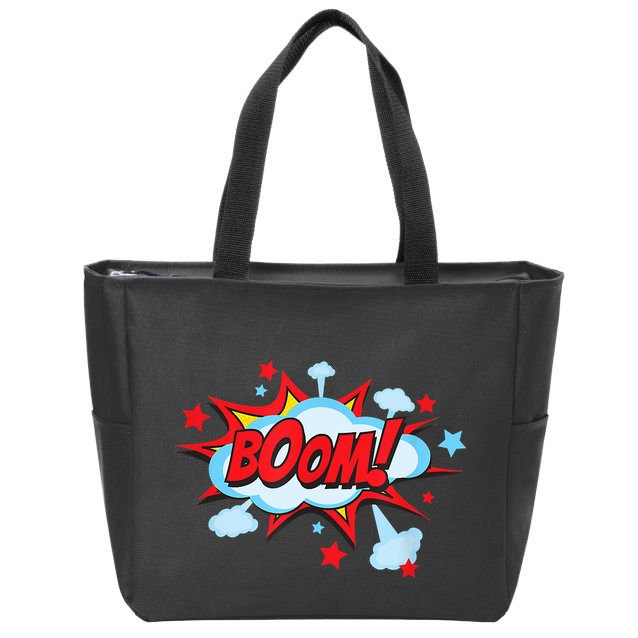 Comic Book BOOM , Funny Retro Costume, Superhero Zip Tote Bag