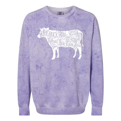 Cow Butcher Beef Cuts Diagram Colorblast Crewneck Sweatshirt