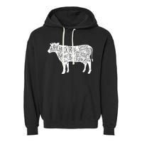 Cow Butcher Beef Cuts Diagram Garment-Dyed Fleece Hoodie
