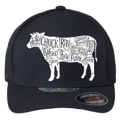Cow Butcher Beef Cuts Diagram Flexfit Unipanel Trucker Cap