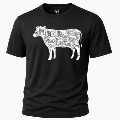 Cow Butcher Beef Cuts Diagram Performance Shirt