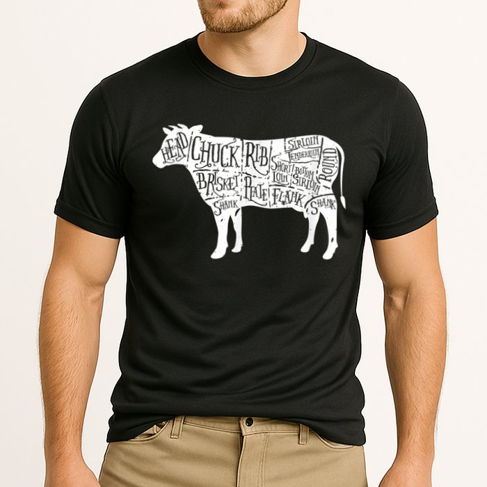 Cow Butcher Beef Cuts Diagram Performance Shirt