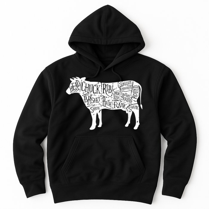 Cow Butcher Beef Cuts Diagram Hoodie