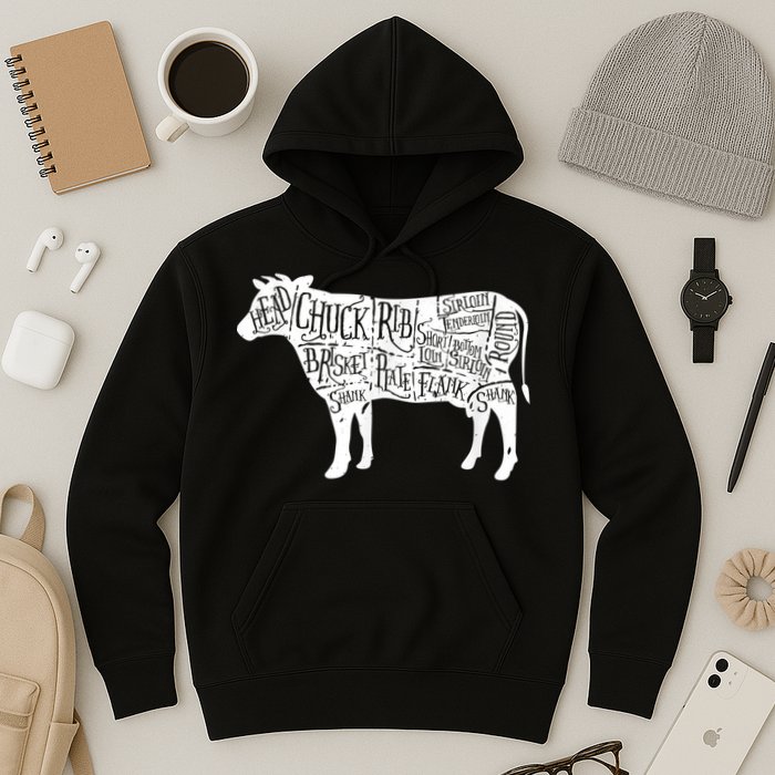 Cow Butcher Beef Cuts Diagram Hoodie