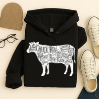 Cow Butcher Beef Cuts Diagram Hoodie
