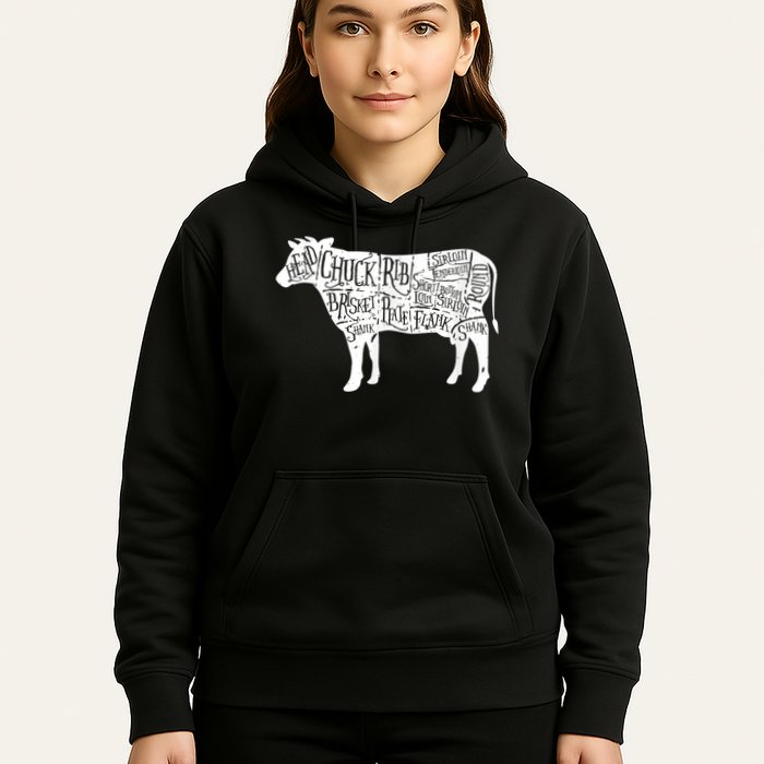 Cow Butcher Beef Cuts Diagram Hoodie