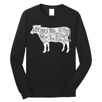 Cow Butcher Beef Cuts Diagram Long Sleeve Shirt