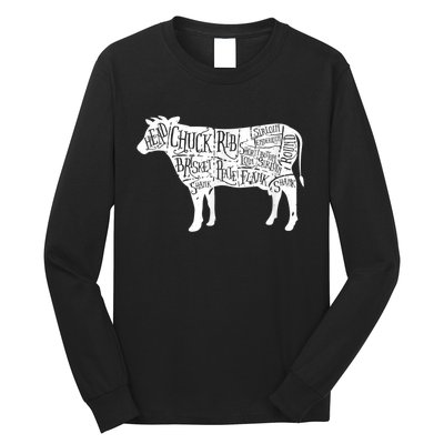 Cow Butcher Beef Cuts Diagram Long Sleeve Shirt