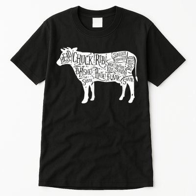 Cow Butcher Beef Cuts Diagram Tall T-Shirt
