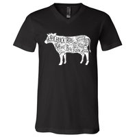 Cow Butcher Beef Cuts Diagram V-Neck T-Shirt