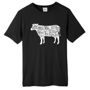 Cow Butcher Beef Cuts Diagram Tall Fusion ChromaSoft Performance T-Shirt