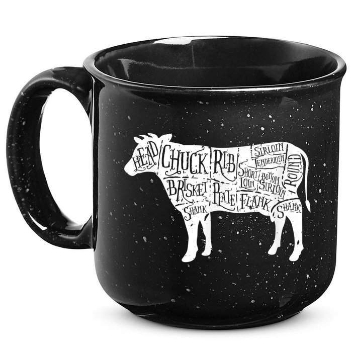 Cow Butcher Beef Cuts Diagram 15oz Campfire Ceramic Mug