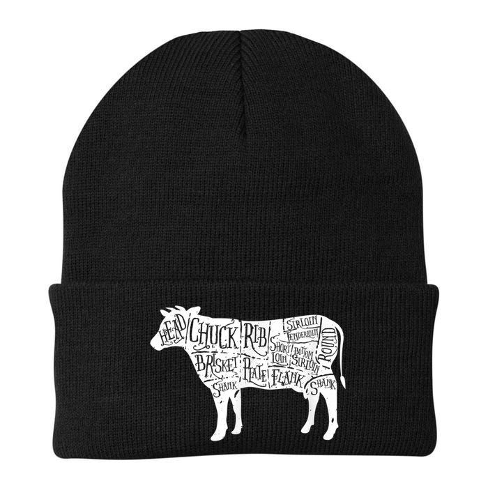 Cow Butcher Beef Cuts Diagram Beanie