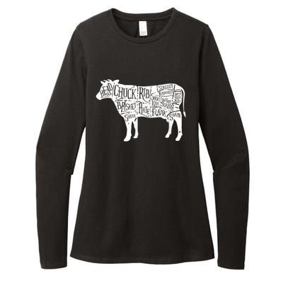 Cow Butcher Beef Cuts Diagram Womens CVC Long Sleeve Shirt